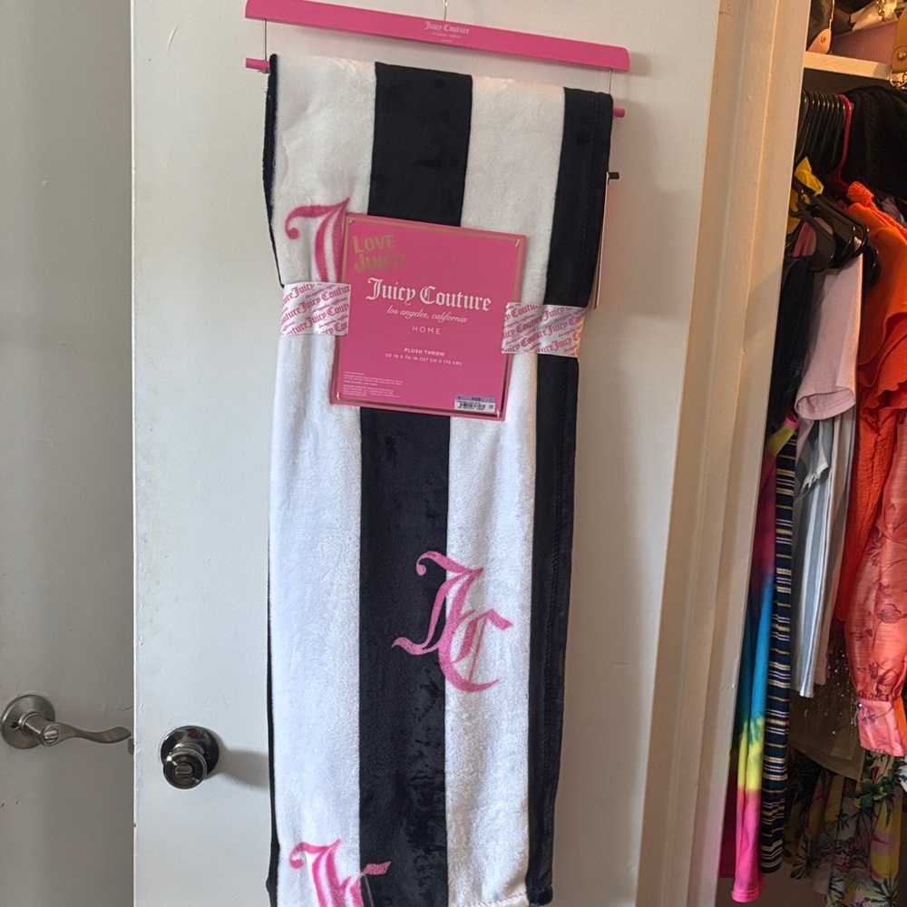 Juicy Couture Striped Towel with Pink Accents